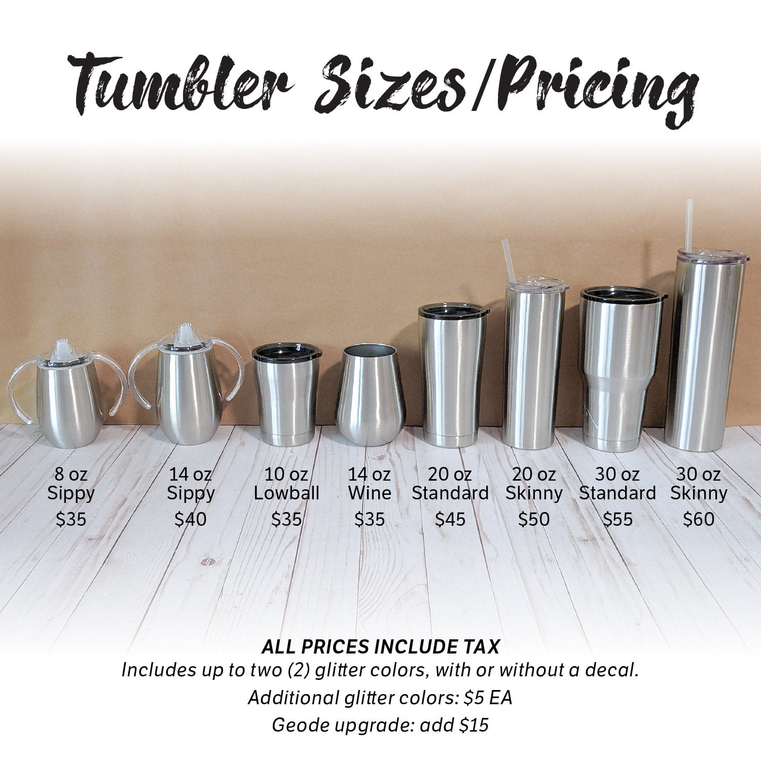 20 oz Glitter SEALED Stainless Steel Tumbler w/o buy decal. Made to order!